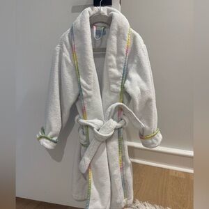 Hill House White Robe with Pastel Trim